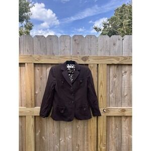 Tahari Blazer Women Brown Button Down‎ Career Jacket Pockets 4 Petite Work